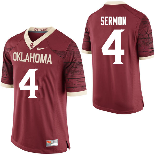 Men Oklahoma Sooners #4 Trey Sermon College Football Jerseys Limited-Crimson - Click Image to Close